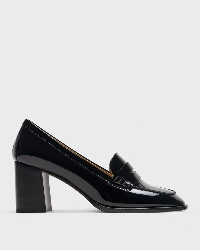 Women Theory Shoes Loafer Pump In Patent Leather Black
