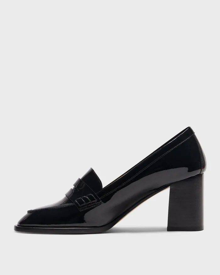 Women Theory Shoes Loafer Pump In Patent Leather Black