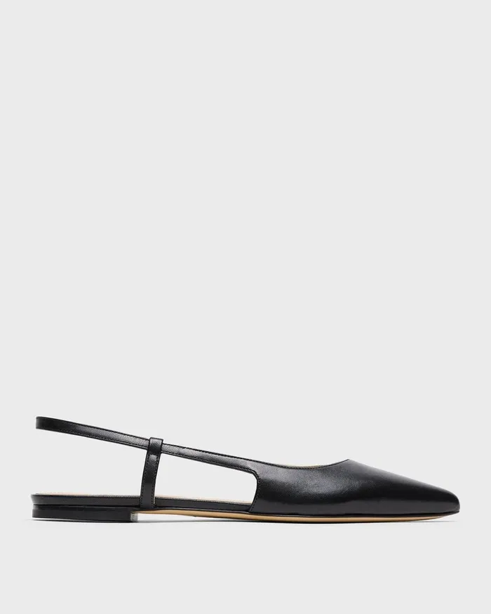 Women Theory Shoes Slingback Flat In Leather Black