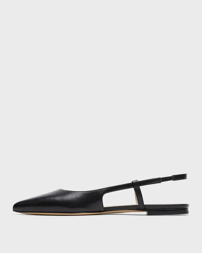 Women Theory Shoes Slingback Flat In Leather Black