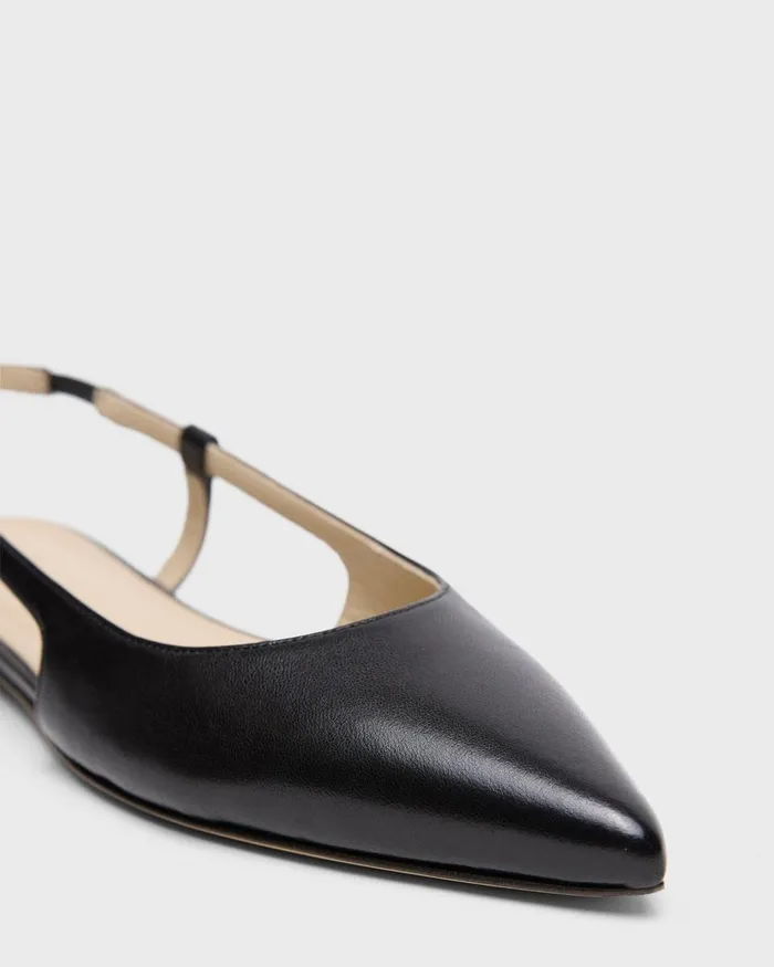 Women Theory Shoes Slingback Flat In Leather Black