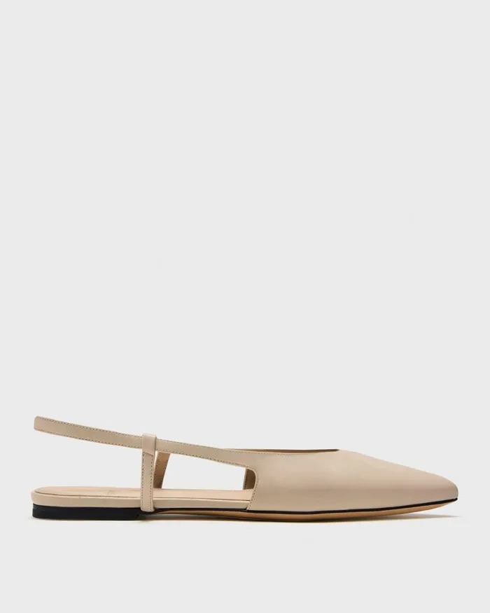 Women Theory Shoes Slingback Flat In Leather Light Nude