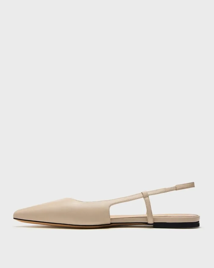 Women Theory Shoes Slingback Flat In Leather Light Nude
