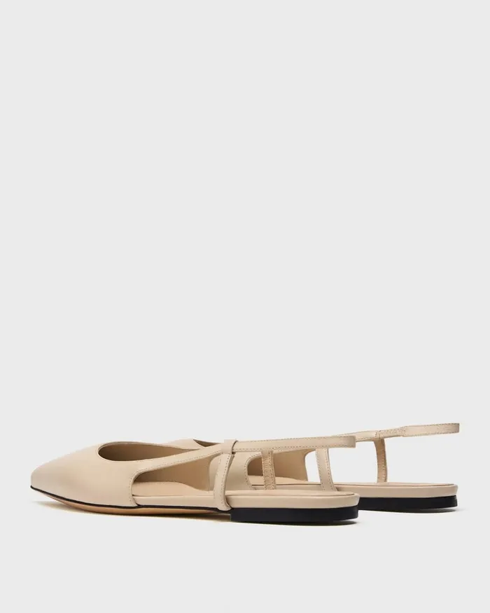 Women Theory Shoes Slingback Flat In Leather Light Nude