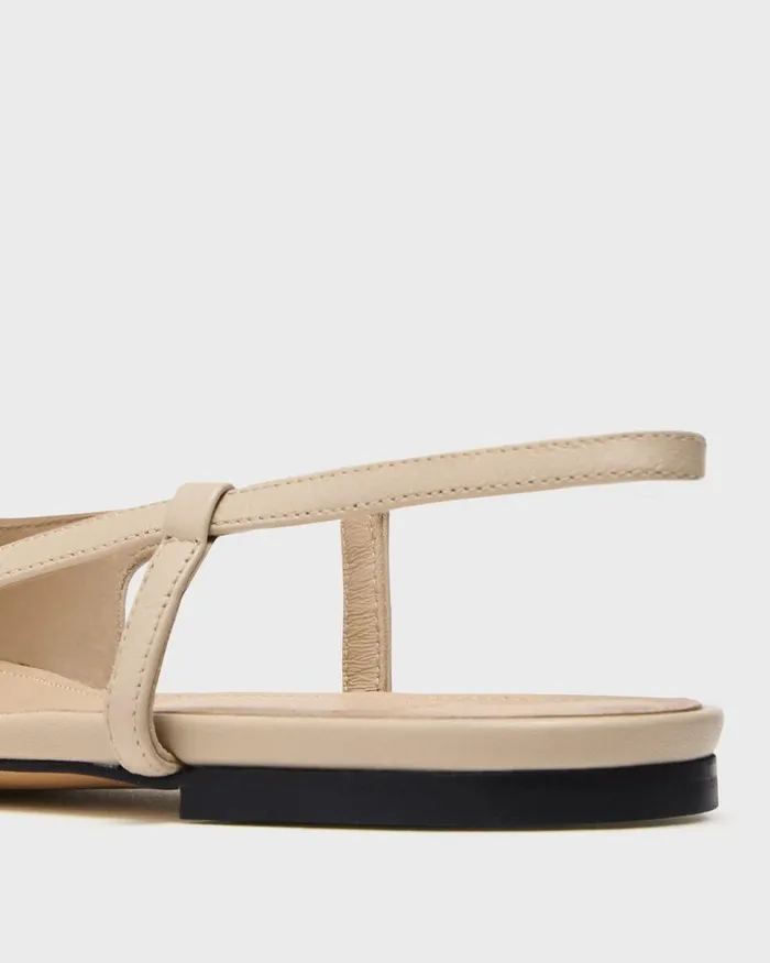 Women Theory Shoes Slingback Flat In Leather Light Nude
