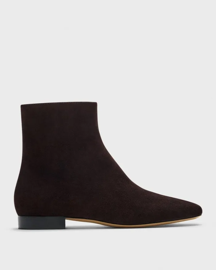 Women Theory Shoes Zip Bootie In Suede Hickory
