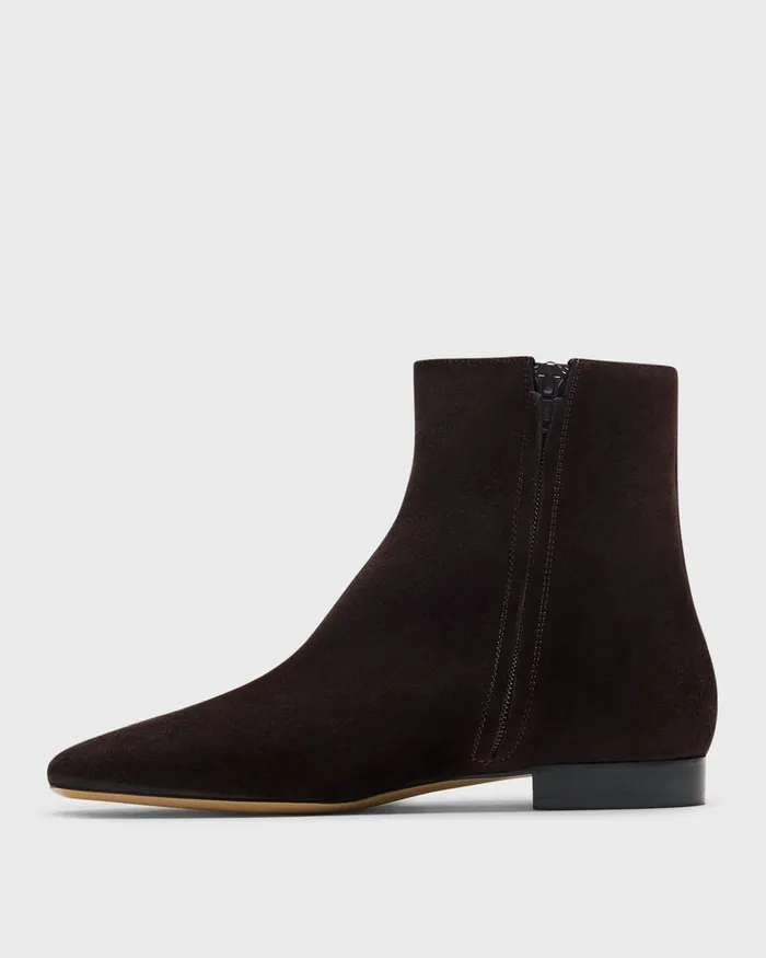 Women Theory Shoes Zip Bootie In Suede Hickory