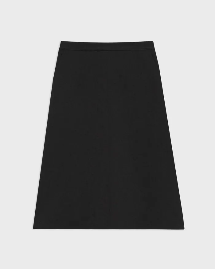 Women Theory Skirts Flared Midi Skirt In Double Weave Black