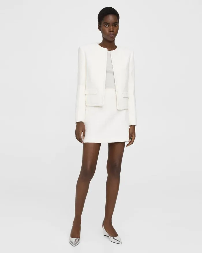 Women Theory Skirts HighWaisted Mini Skirt In Cotton Tweed White