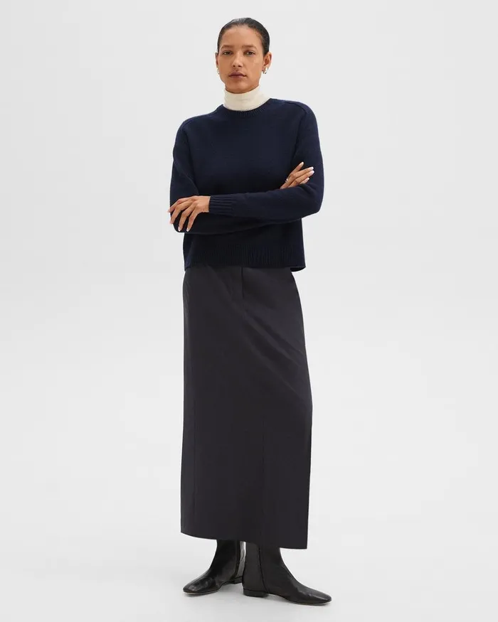 Women Theory Skirts Maxi Trouser Skirt In Stretch Flannel Dark Navy