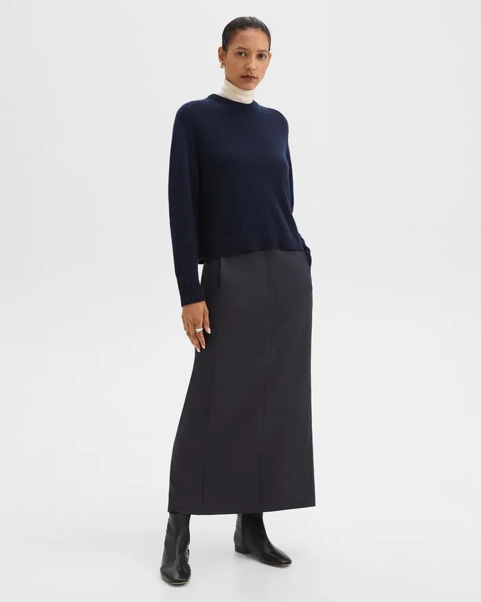 Women Theory Skirts Maxi Trouser Skirt In Stretch Flannel Dark Navy