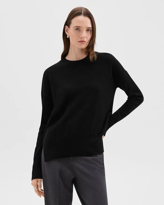 Women Theory Sweaters Cardigans Relaxed Sweater In Cashmere Black