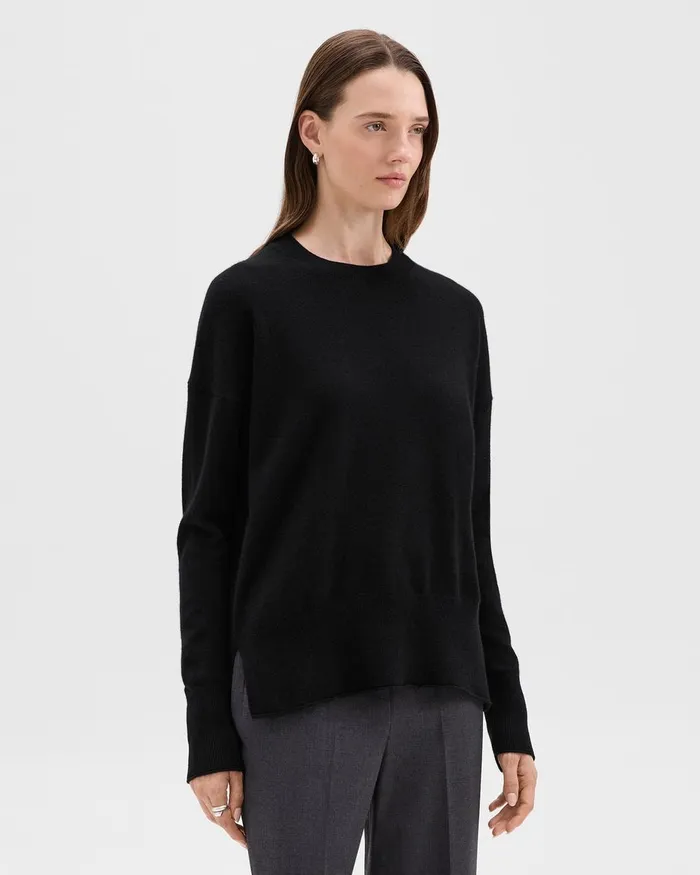 Women Theory Sweaters Cardigans Relaxed Sweater In Cashmere Black