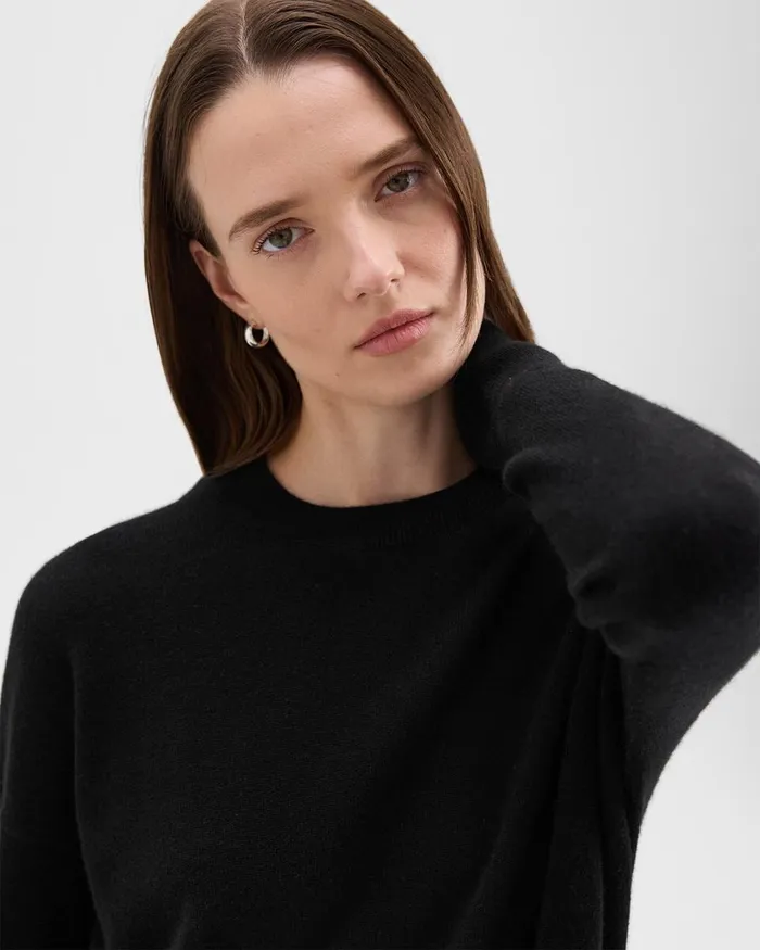 Women Theory Sweaters Cardigans Relaxed Sweater In Cashmere Black