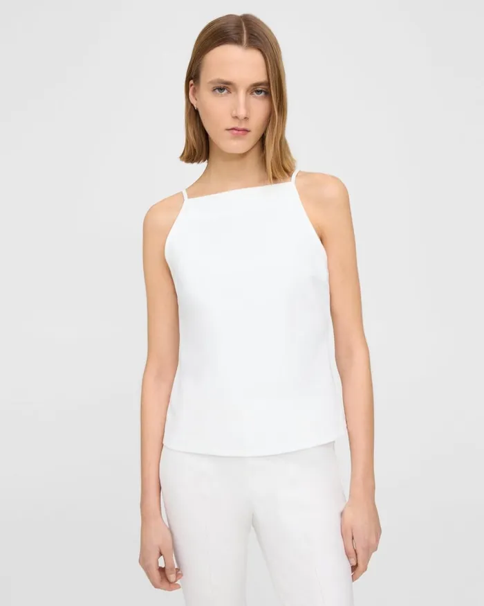 Women Theory TShirts Tank Tops Square Neck Tank Top In Precision Ponte White