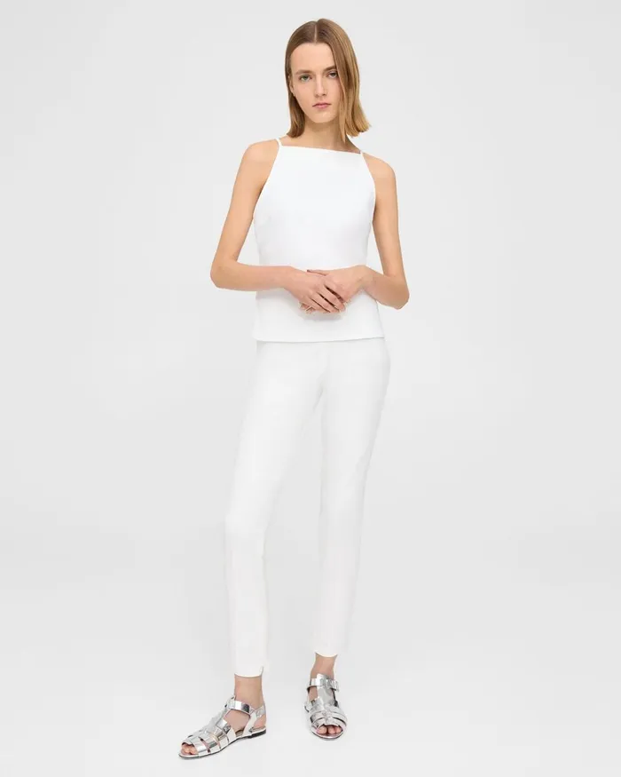 Women Theory TShirts Tank Tops Square Neck Tank Top In Precision Ponte White