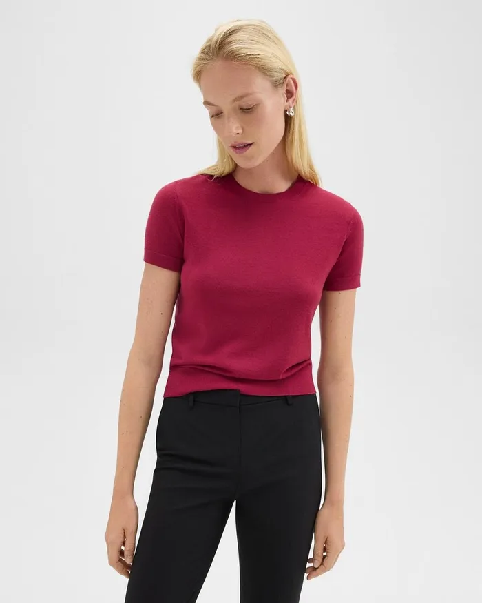 Women Theory TShirts Tank Tops Sweater Tee In Regal Wool Deep Rose