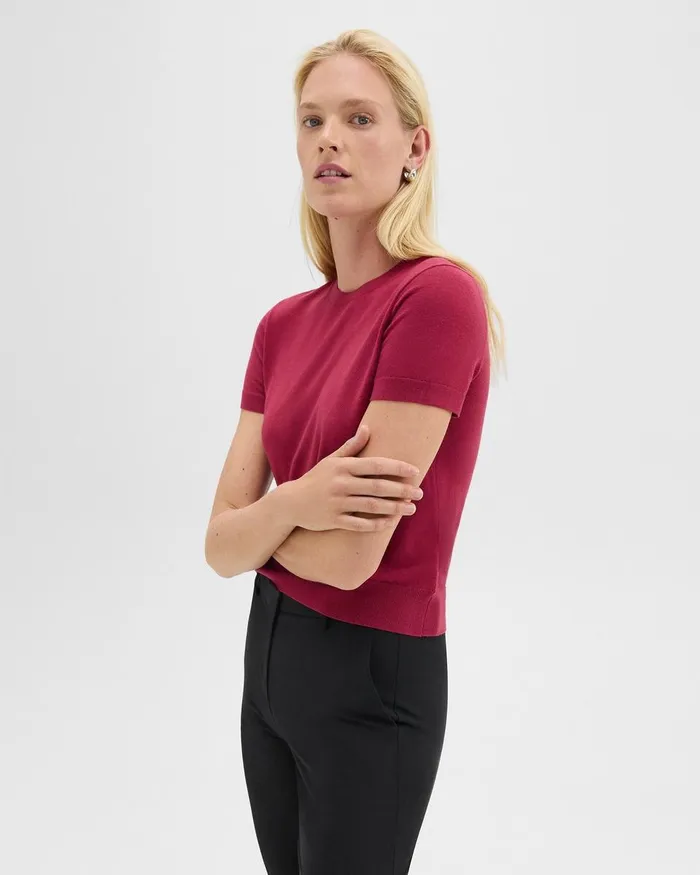 Women Theory TShirts Tank Tops Sweater Tee In Regal Wool Deep Rose