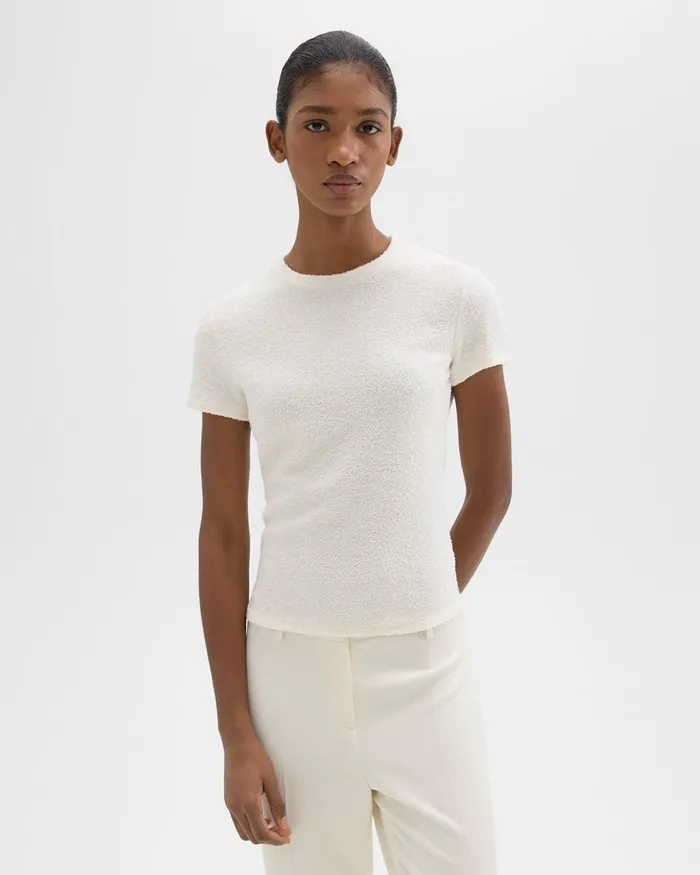 Women Theory TShirts Tank Tops Tiny Tee In Boucleacute Jersey Ivory