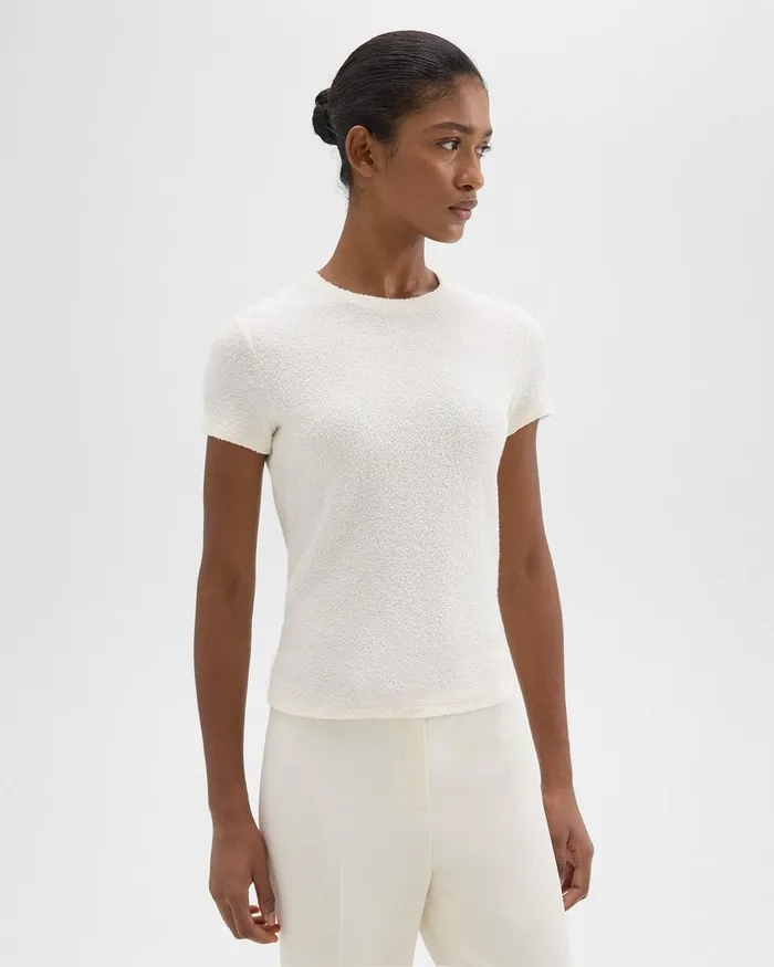 Women Theory TShirts Tank Tops Tiny Tee In Boucleacute Jersey Ivory