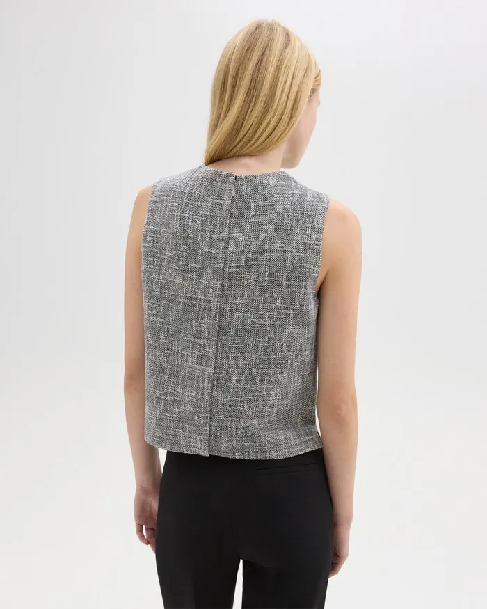 Women Theory Tops Shell Top In Canvas Tweed Black Multi
