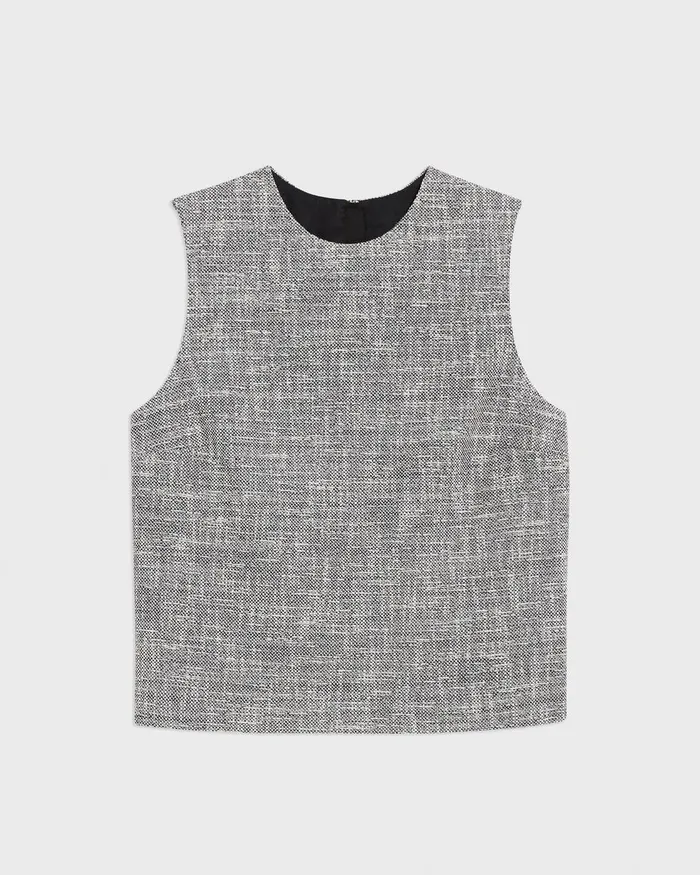 Women Theory Tops Shell Top In Canvas Tweed Black Multi