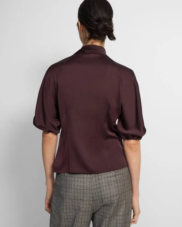 Women Theory Tops Twisted Scarf Top In Recycled Satin Merlot