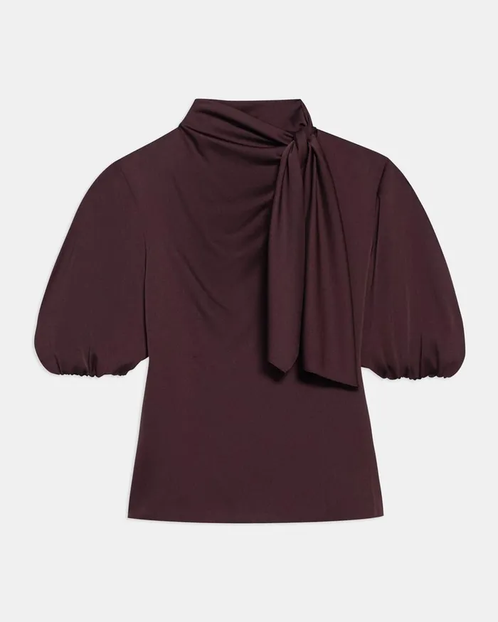 Women Theory Tops Twisted Scarf Top In Recycled Satin Merlot
