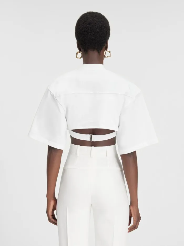 Women Tops and Shirts JACQUEMUS The Bahia Cropped Tshirt White