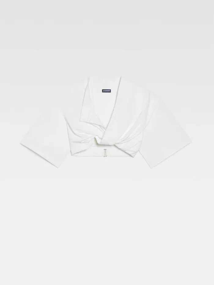 Women Tops and Shirts JACQUEMUS The Bahia Cropped Tshirt White