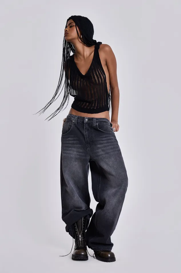 Women Tops Jaded London Shop Washed Black Colossus Jeans