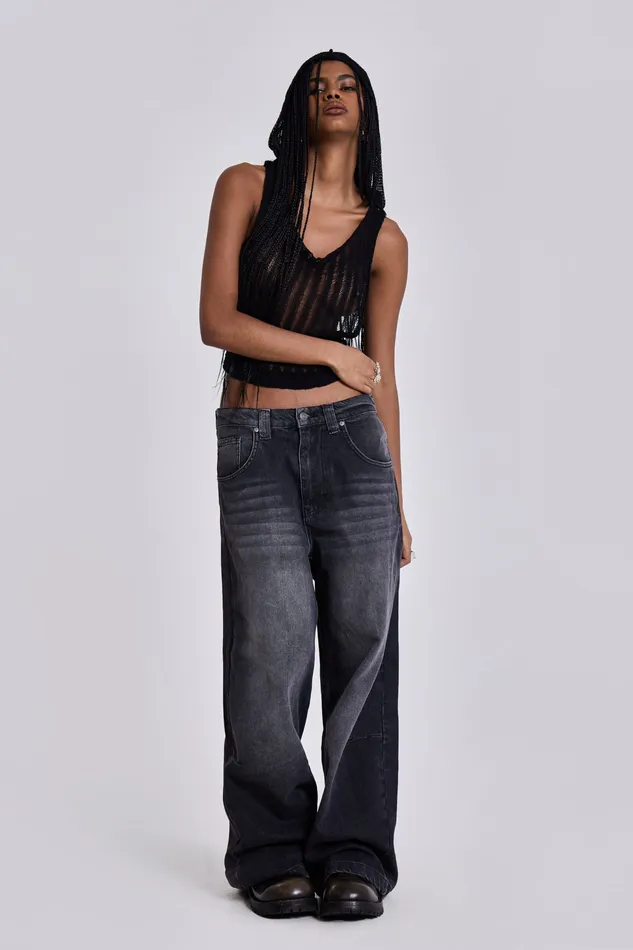 Women Tops Jaded London Shop Washed Black Colossus Jeans