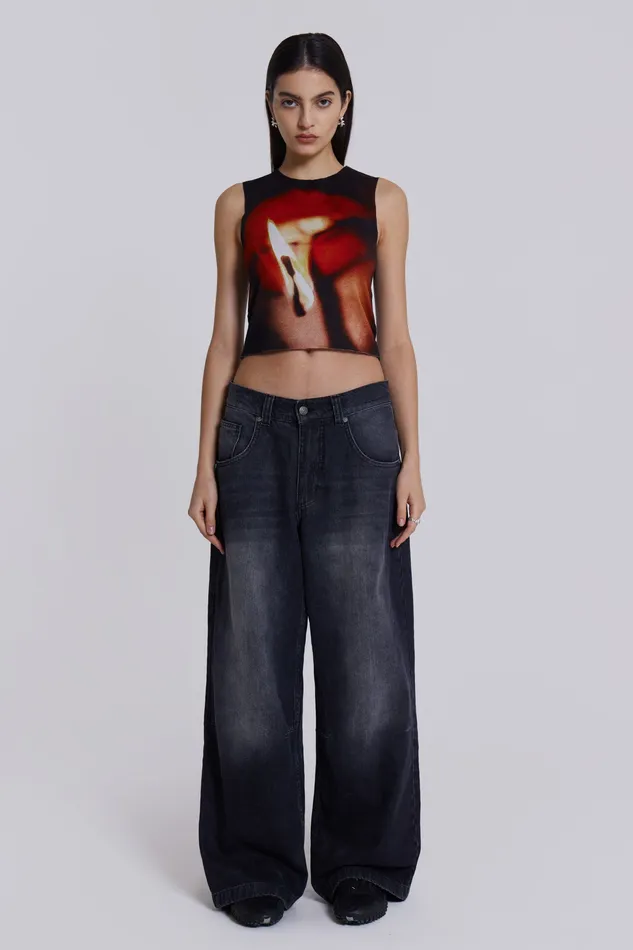 Women Tops Jaded London Shop Washed Black Colossus Jeans