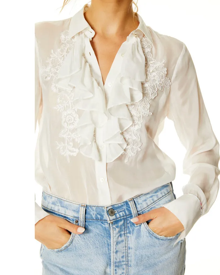 Women Tops Robert Graham CHRISSY BLOUSE White