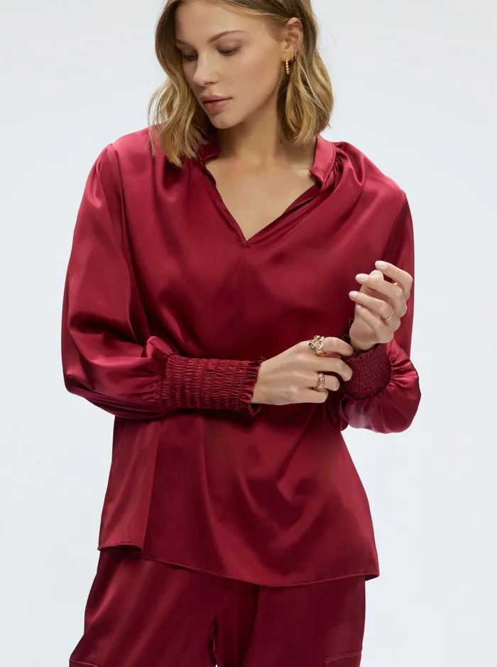 Women Tops Robert Graham JORDYN BLOUSE Burgundy