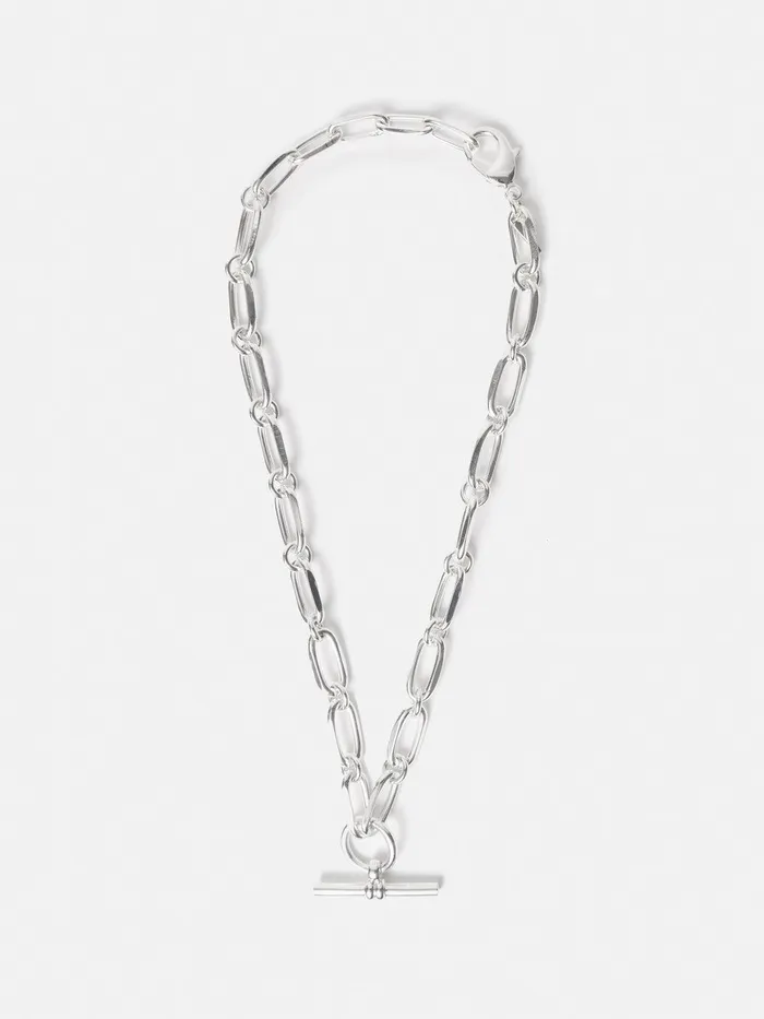 Women Trombone Link Chain Necklace Silver Jigsaw Party