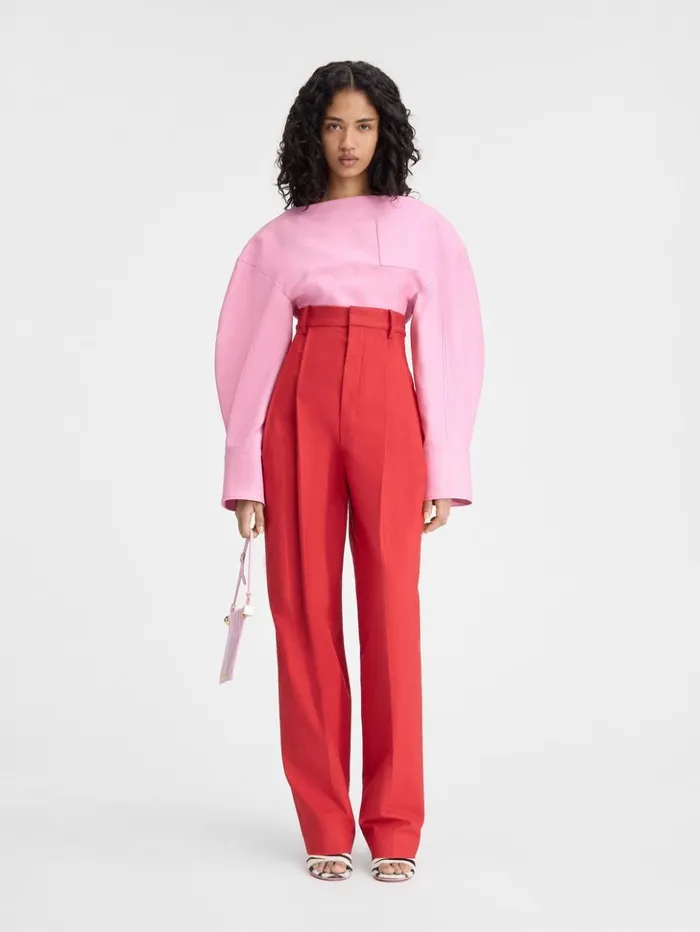 Women Trousers and Shorts JACQUEMUS The Curzio Highwaisted Pants Red