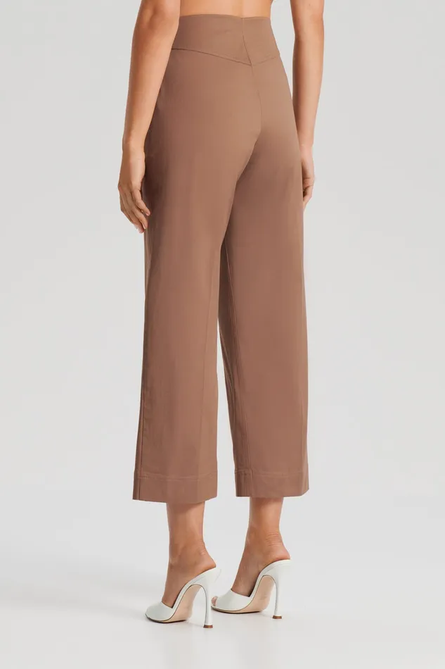 Women Trousers Scanlan Theodore SATEEN CROPPED WIDE LEG TROUSER MOCHA
