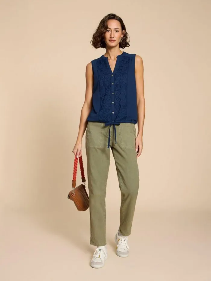 Women TULIP JERSEY SLEEVELESS SHIRT French Navy White Stuff Shirts and Blouses
