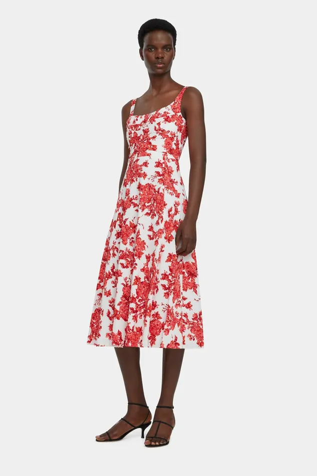 Women Verena Dress In Hot Pink Centifolia Rose Floral Print Bibione Cotton Dresses Emilia Wickstead Women Verena Dress In Hot Pink Centifolia Rose Floral Print Bibione Cotton Dresses Emilia Wickstead