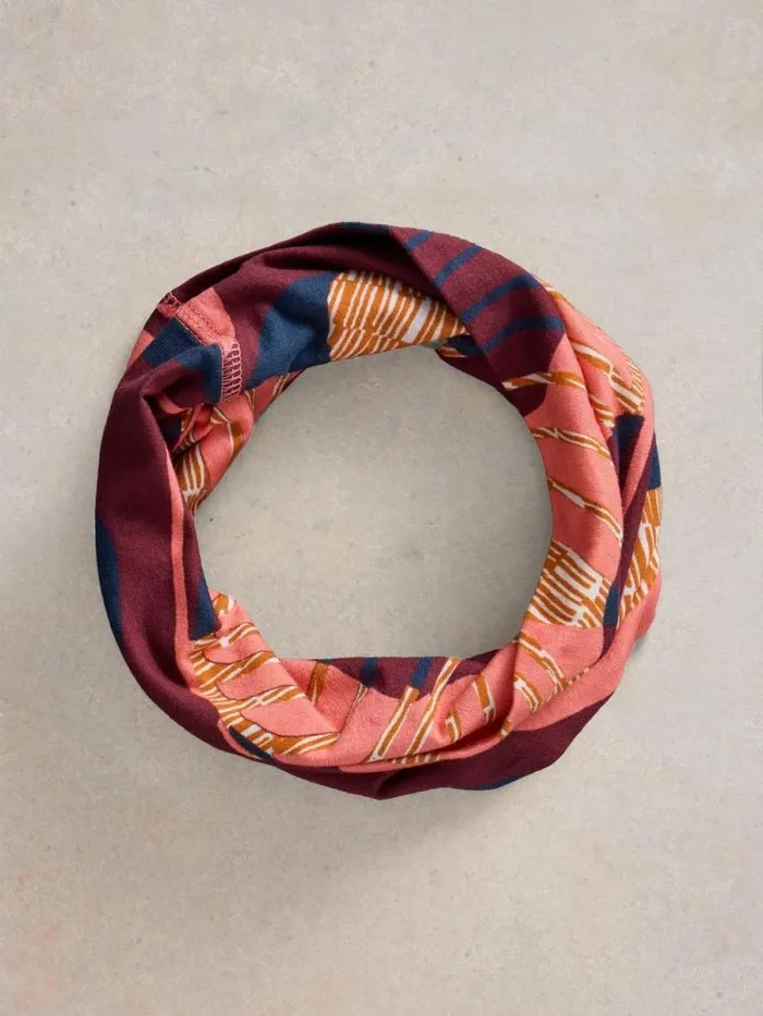Women Versatile Jersey Roll Plum Purple Print White Stuff Scarves