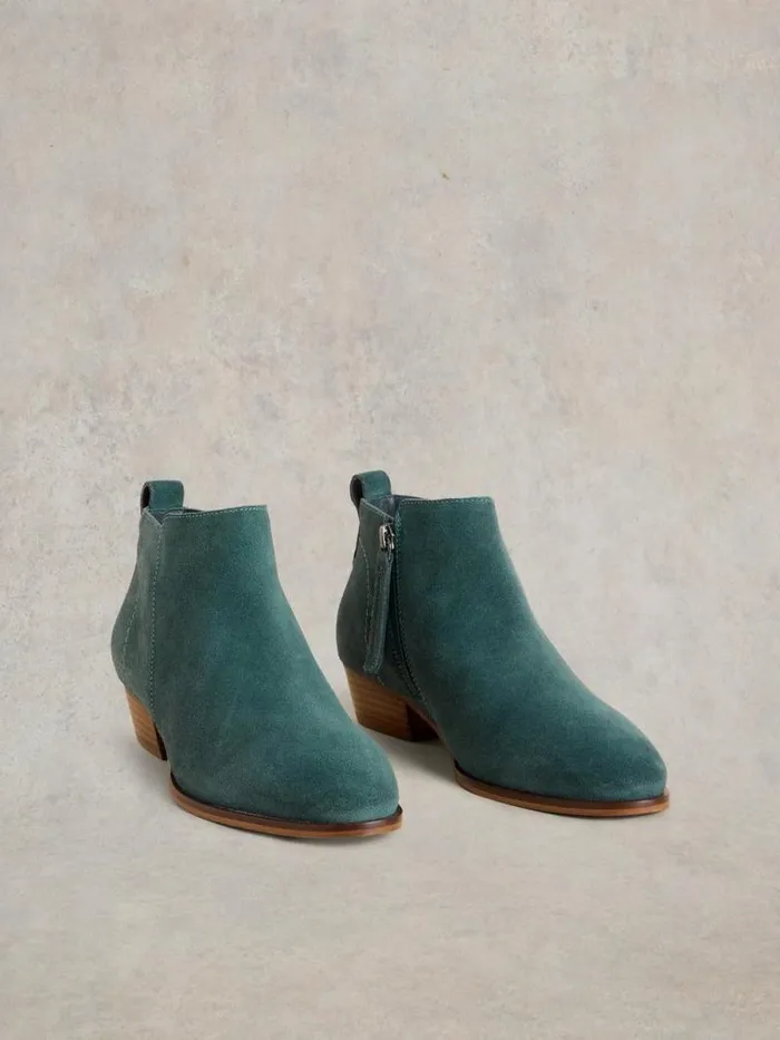 Women Willow Suede Ankle Boot Dk Teal White Stuff Boots