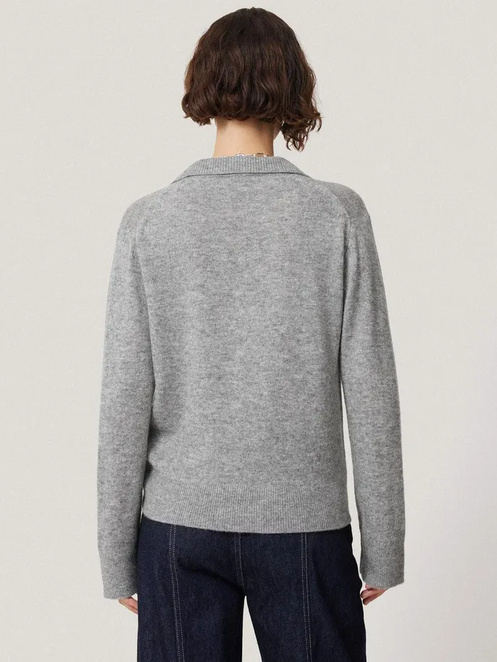 Women Wool Cashmere Blend Collar Jumper Light Grey Jigsaw Knitwear and Cashmere