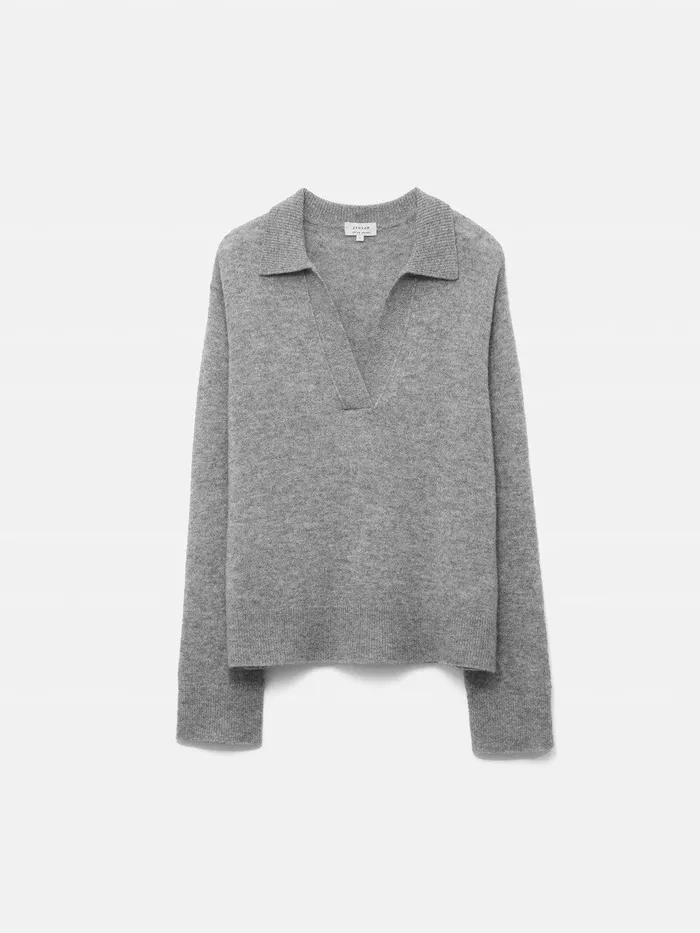 Women Wool Cashmere Blend Collar Jumper Light Grey Jigsaw Knitwear and Cashmere