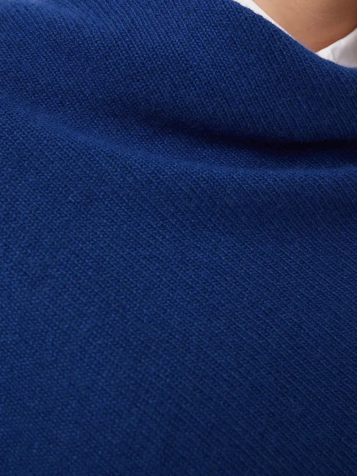 Women Wool Cashmere Blend Drape Poncho Blue Jigsaw Ponchos and Scarves