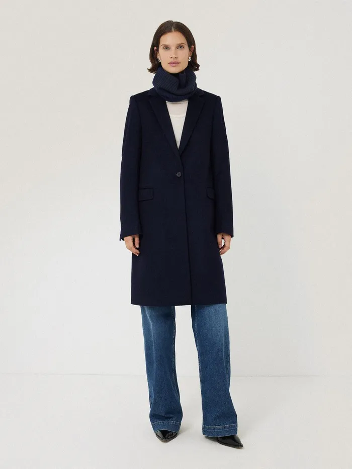 Women Wool Cashmere Blend Snood Navy Jigsaw Knitwear and Cashmere