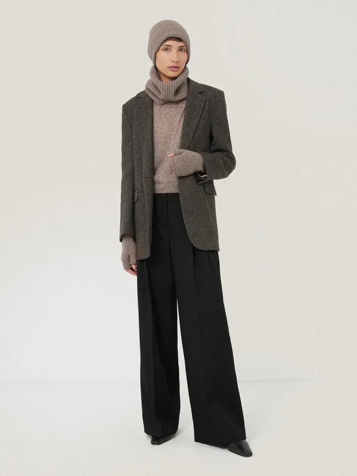 Women Wool Cashmere Blend Snood Oatmeal Jigsaw Ponchos and Scarves