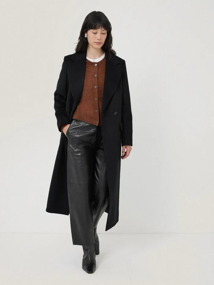 Women Wool Maxi City Coat Black Jigsaw Coats and Jackets