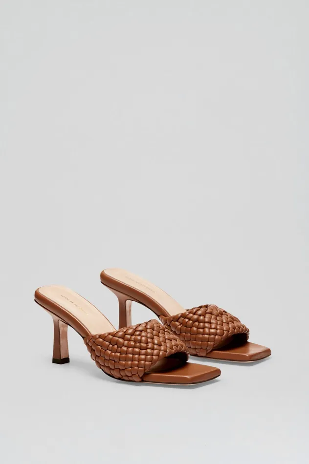 WOVEN LEATHER MULE 75 COGNAC Shoes Scanlan Theodore Women