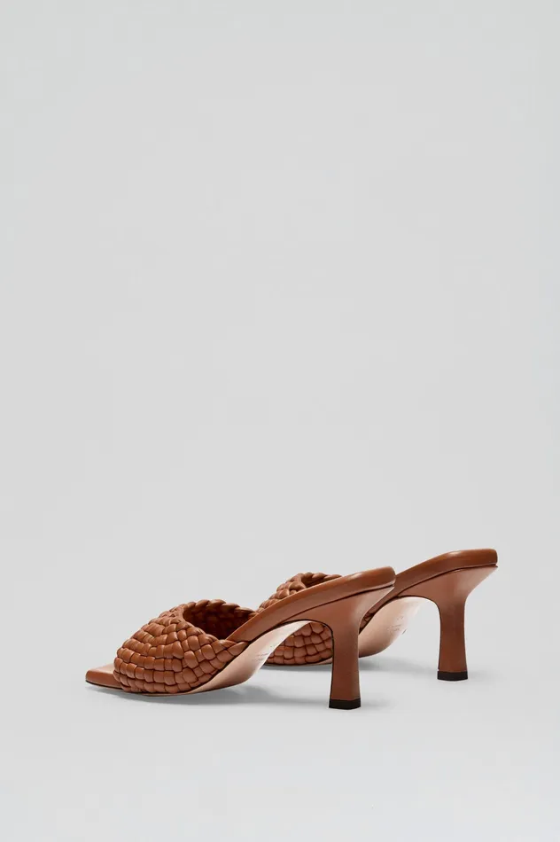 WOVEN LEATHER MULE 75 COGNAC Shoes Scanlan Theodore Women